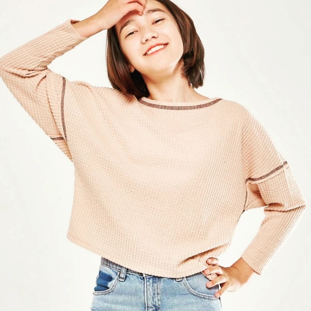 Good Girl Contrast Stitched Pull Over Sweater